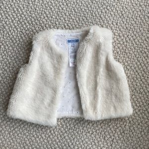 Jacadi white furry vest. Girls 12M